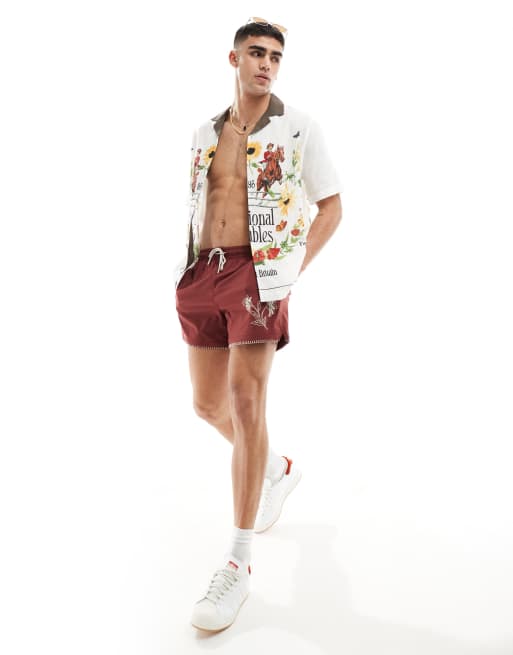 ASOS DESIGN relaxed revere shirt in horse print with contrast collar, 3 of 4