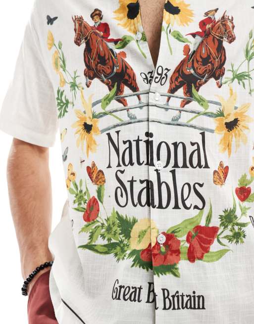 ASOS DESIGN relaxed revere shirt in horse print with contrast collar, 4 of 4