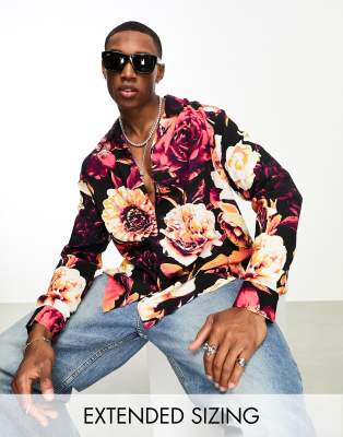 ASOS DESIGN relaxed revere shirt in floral tapestry print