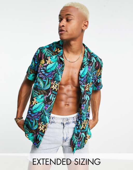 ASOS DESIGN relaxed revere shirt in floral tapestry print