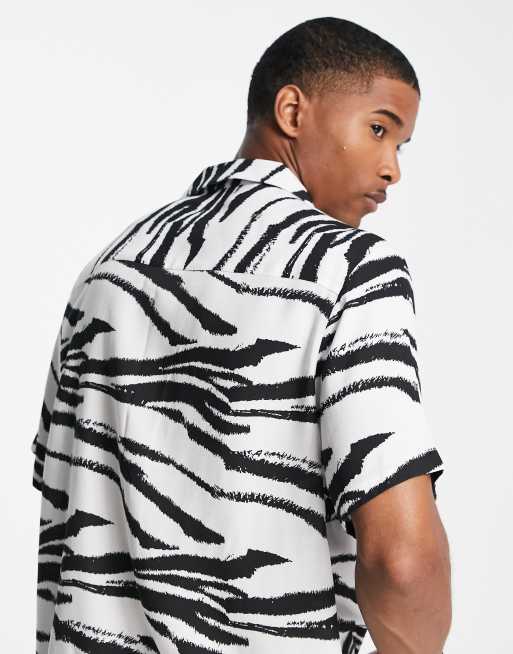 ASOS DESIGN relaxed revere shirt in zebra print