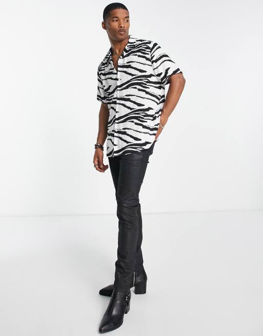 ASOS DESIGN relaxed revere shirt in zebra print