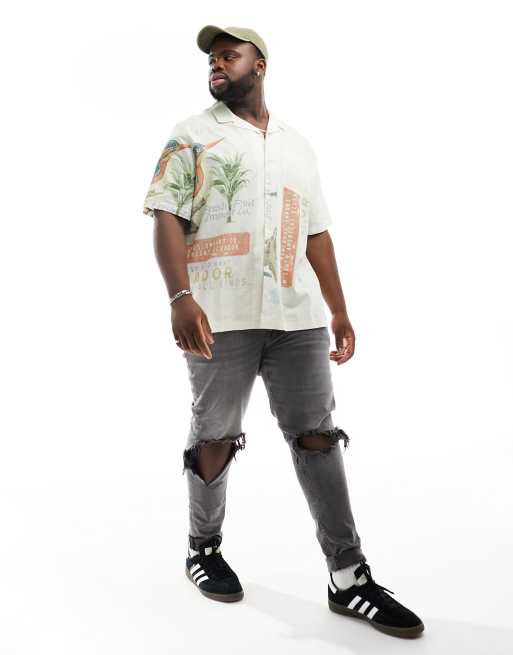 ASOS DESIGN relaxed revere shirt with bird print, 2 of 4