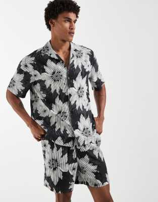 Asos Design Relaxed Revere Shirt With Floral Print In Multi