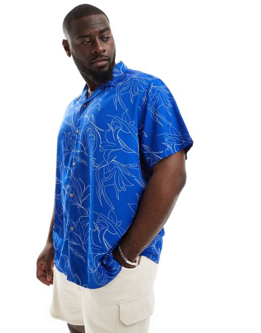 ASOS DESIGN relaxed revere shirt with floral print in blue, 2 of 4