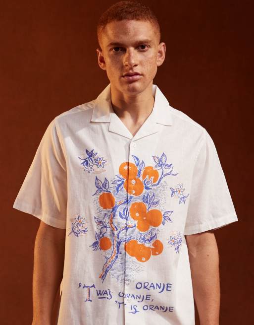 ASOS DESIGN relaxed revere shirt with fruit placement print, 2 of 5