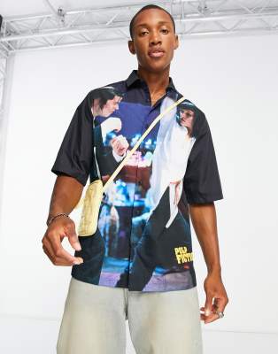 ASOS DESIGN relaxed revere shirt with Pulp Fiction photographic print