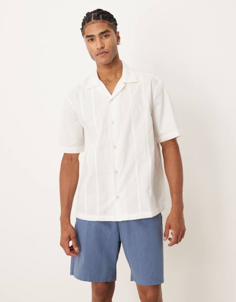 ASOS DESIGN relaxed revere shirt with seam detail in white - view 1