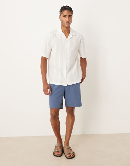 ASOS DESIGN relaxed revere shirt with seam detail in white, 2 of 5