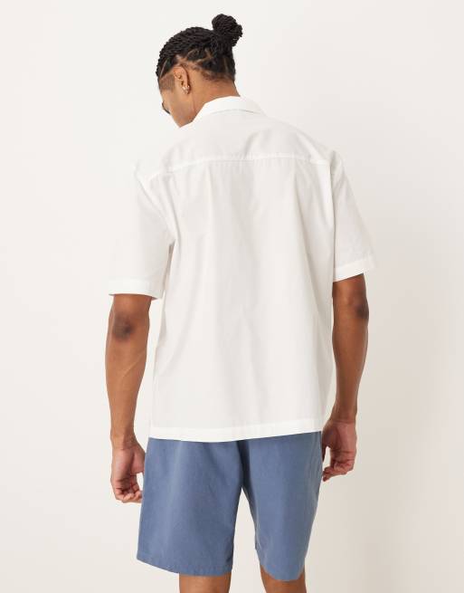 ASOS DESIGN relaxed revere shirt with seam detail in white, 3 of 5