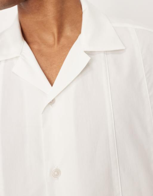 ASOS DESIGN relaxed revere shirt with seam detail in white, 5 of 5