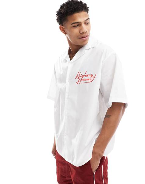 ASOS DESIGN relaxed revere shirt with vintage style back print - view 1