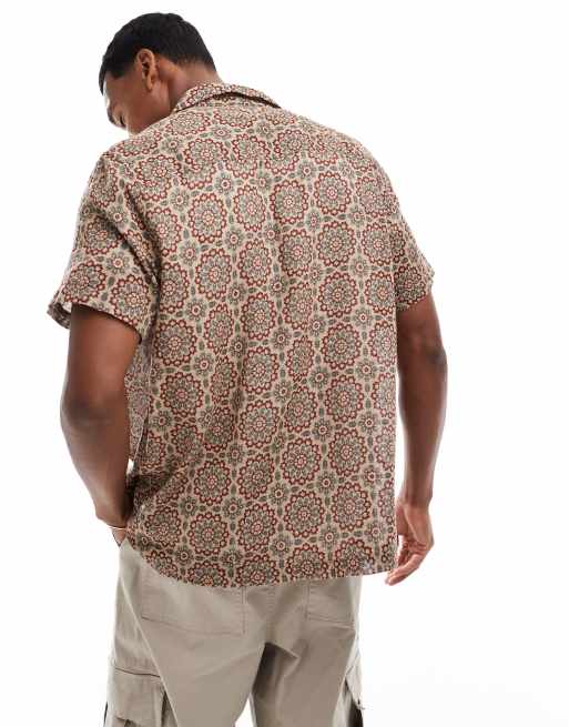ASOS DESIGN relaxed revere textured shirt in geo print , 3 of 4