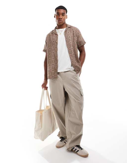 ASOS DESIGN relaxed revere textured shirt in geo print , 4 of 4