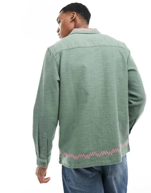 ASOS DESIGN relaxed revere textured shirt with floral embroidery print, 4 of 4