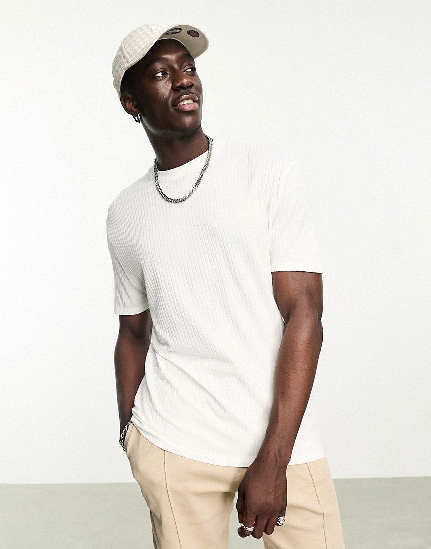 ASOS DESIGN relaxed ribbed t-shirt in white