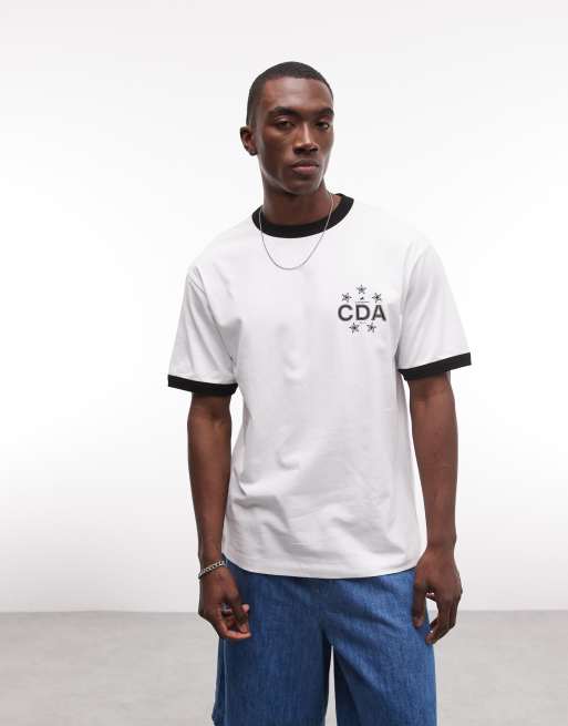 ASOS DESIGN relaxed ringer t-shirt with cowboy graphic in white, 5 of 5