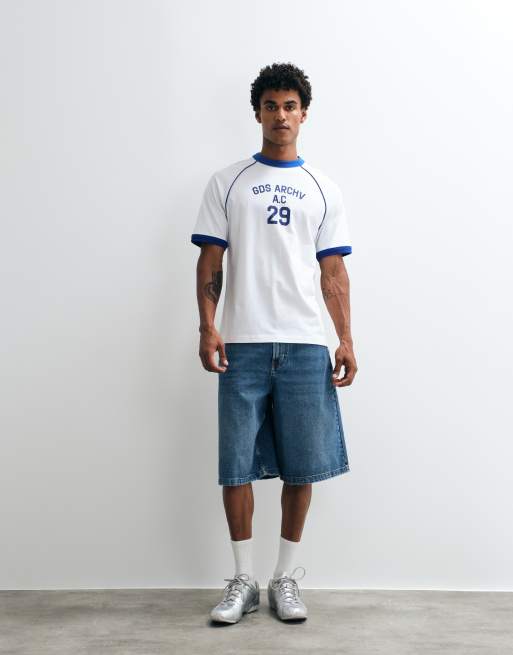 ASOS DESIGN relaxed ringer t-shirt with sport graphic in white, 3 of 5