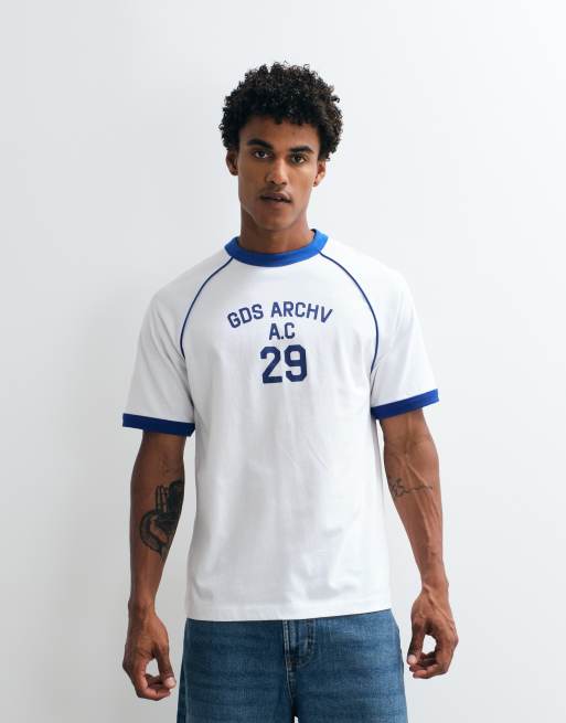 ASOS DESIGN relaxed ringer t-shirt with sport graphic in white, 5 of 5