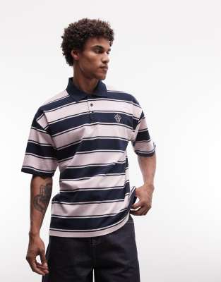 Asos Design Relaxed Rugby Polo With Pique Fabric In Multi
