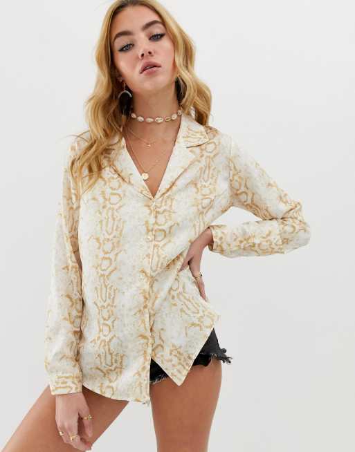 Asos design relaxed satin long best sale sleeve shirt