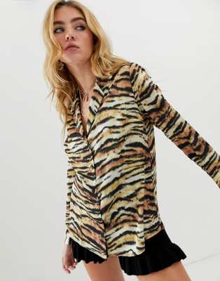 long sleeve tiger print shirt