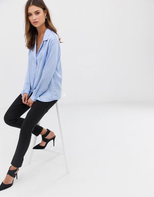 asos design relaxed satin long sleeve shirt