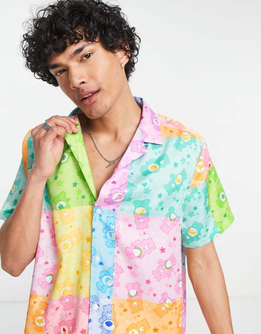 Adult Cakeworthy Care Bears Camp Collar Button Up Shirt