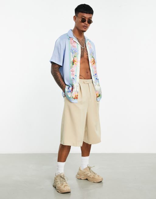 ASOS DESIGN relaxed satin shirt with baroque border print - part