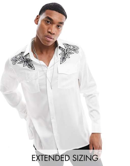 Asos design relaxed satin long sleeve shirt cheap