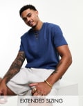 [ASOS DESIGN] ASOS DESIGN relaxed seersucker t-shirt in navy XS Ensign blue
