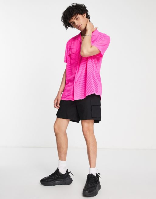 ASOS Oversized T-Shirt With Half Sleeve In Neon Pink