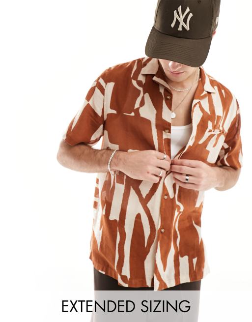 ASOS DESIGN relaxed shirt in abstract pattern 