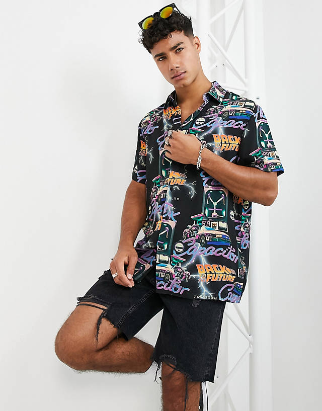 ASOS DESIGN - relaxed shirt in back to the future print