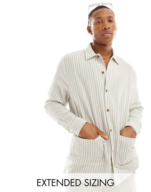 FhyzicsShops DESIGN relaxed shirt in beige and white stripe 