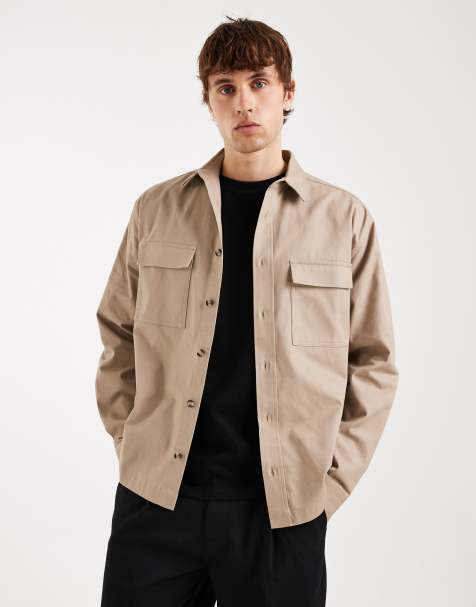 ASOS DESIGN relaxed shirt in beige
