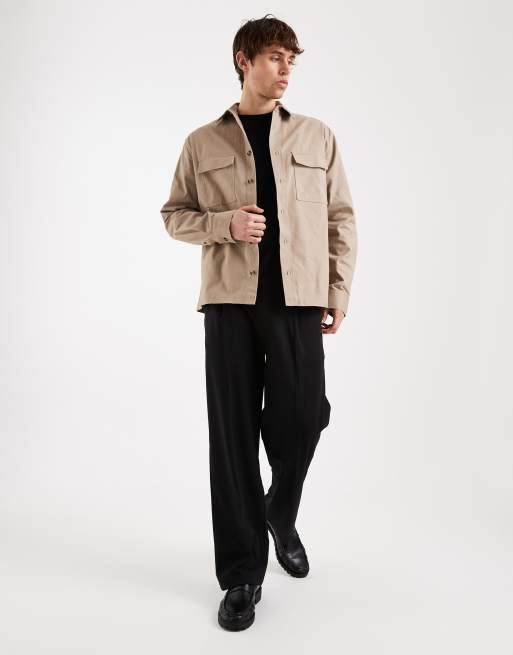 ASOS DESIGN relaxed shirt in beige, 3 of 5