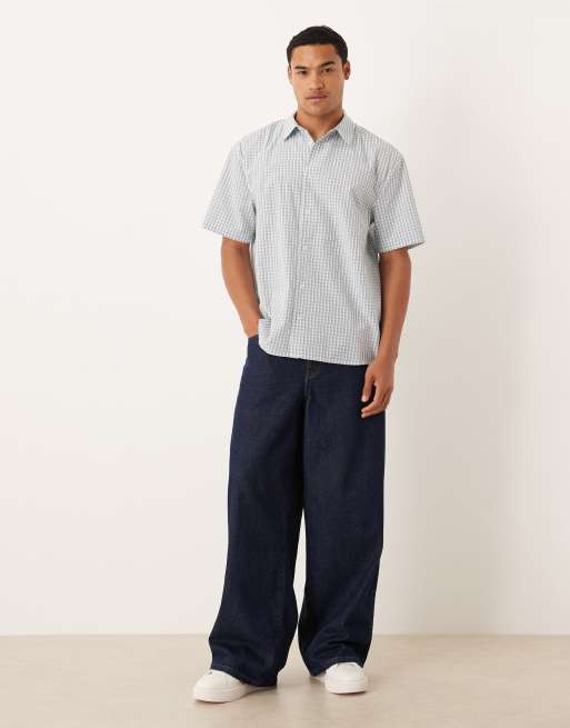 ASOS DESIGN relaxed shirt in blue check, 2 of 5