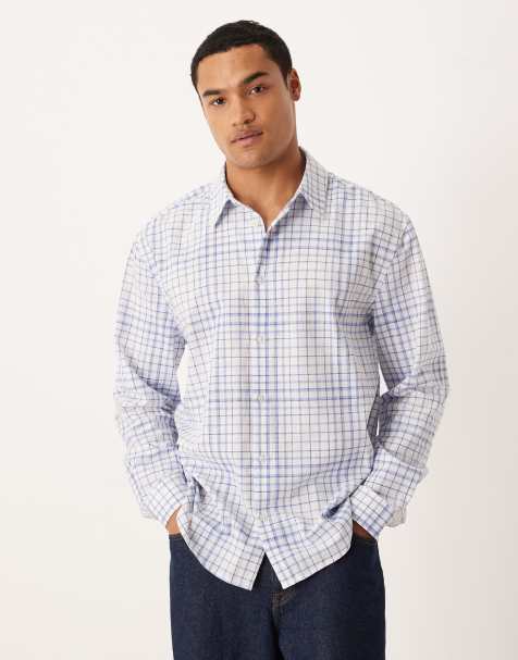 ASOS DESIGN relaxed shirt in blue check - view 1