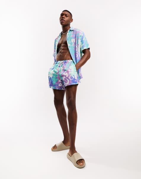 ASOS DESIGN relaxed shirt in blue vintage inspired print (part of a set) - view 1