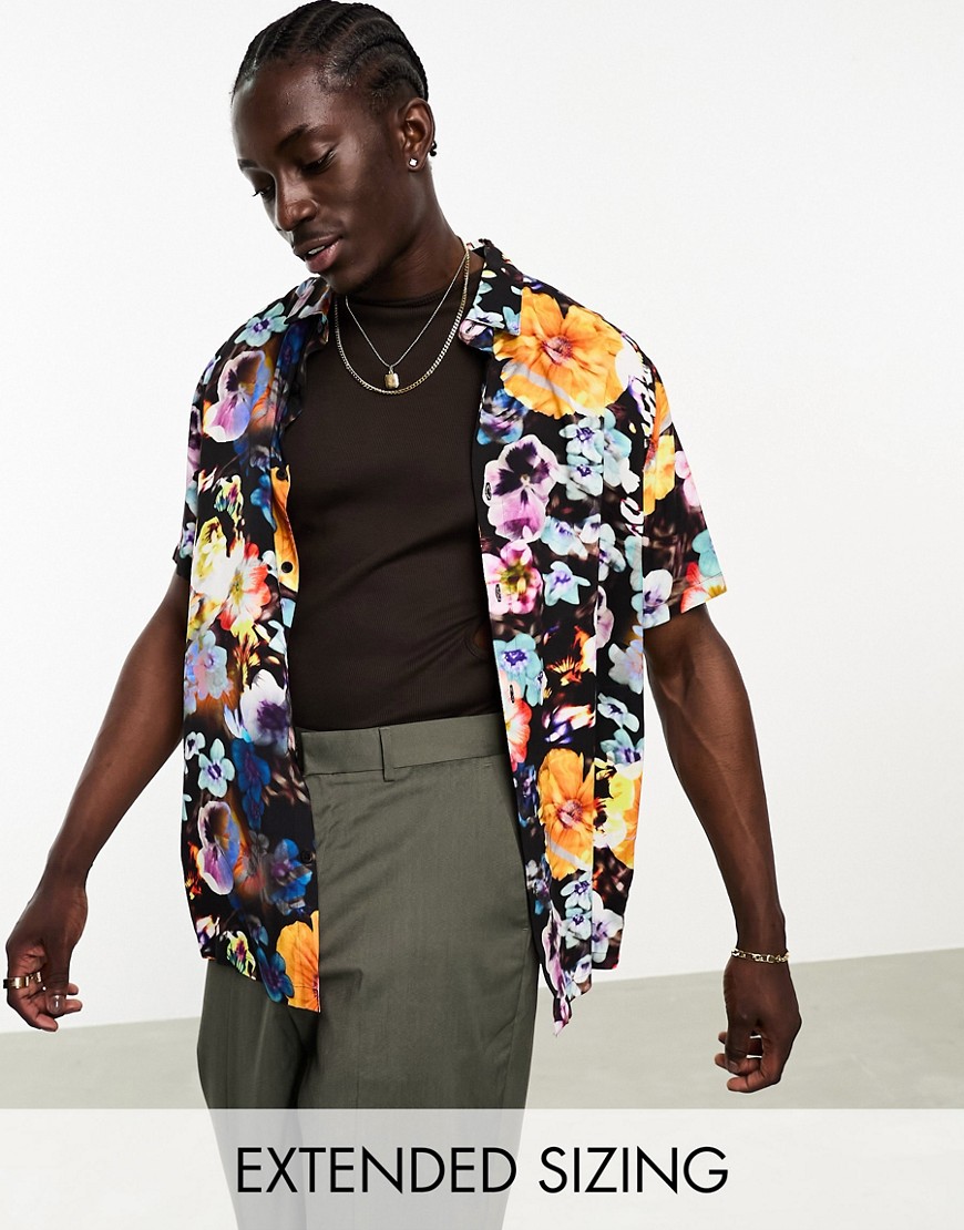 ASOS DESIGN relaxed shirt in bright floral print-Multi