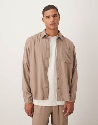 Asos Design Relaxed Shirt In Brown