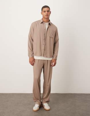 Asos Design Relaxed Shirt In Brown