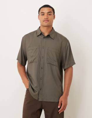 ASOS DESIGN relaxed shirt in brown