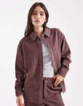 [ASOS DESIGN] ASOS DESIGN relaxed shirt in bubble cord in mauve (part of a set)-Purple XS Mauve