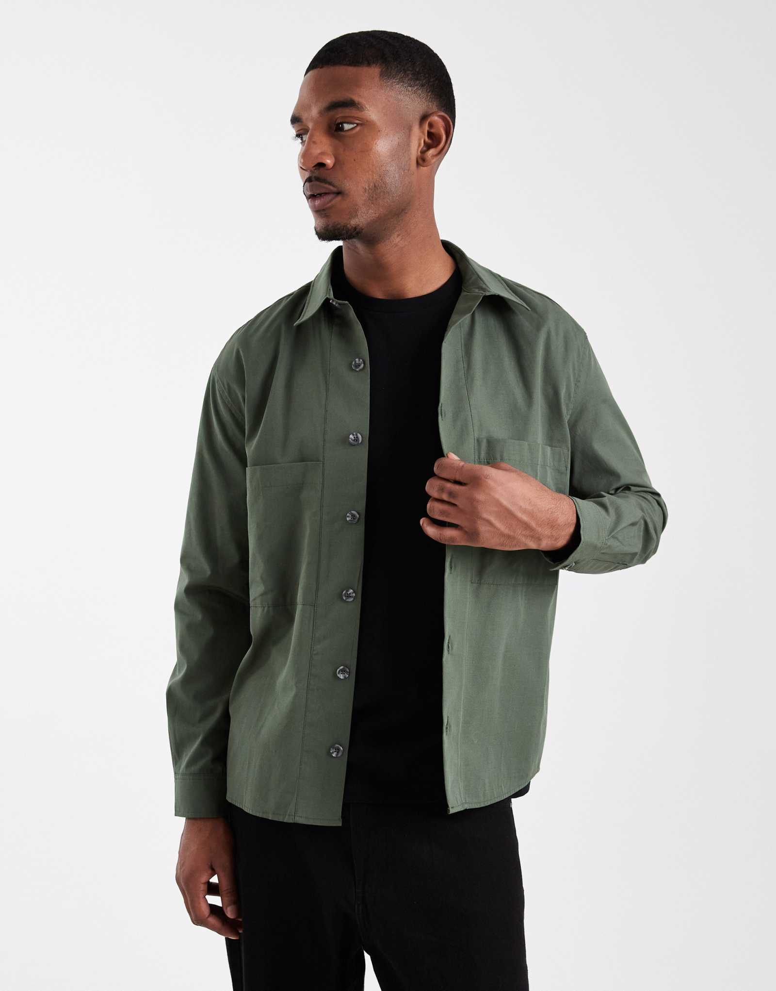 Непринужденная рубашка ASOS DESIGN темно-зеленого цвета