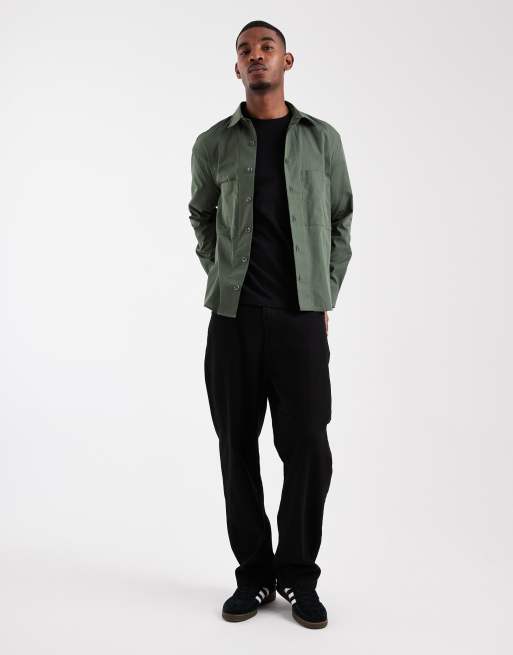 ASOS DESIGN relaxed shirt in dark green, 2 of 5