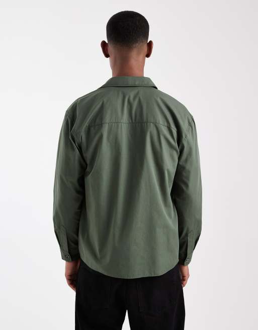 ASOS DESIGN relaxed shirt in dark green, 3 of 5