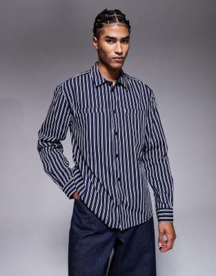 Asos Design Relaxed Shirt In Blue