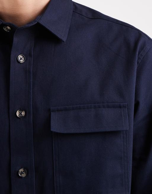 ASOS DESIGN relaxed shirt in navy, 5 of 5